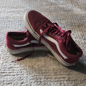 Vans Burgundy and White Sneakers